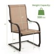 2 Pieces C-Spring Motion Patio Dining Chairs with Breathable Fabric-Brown Supply