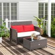 2 Pieces Wicker Loveseat Set with Coffee Table on Sale