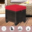 2 Pieces Patio Rattan Ottoman Set with Removable Cushions-Red on Sale