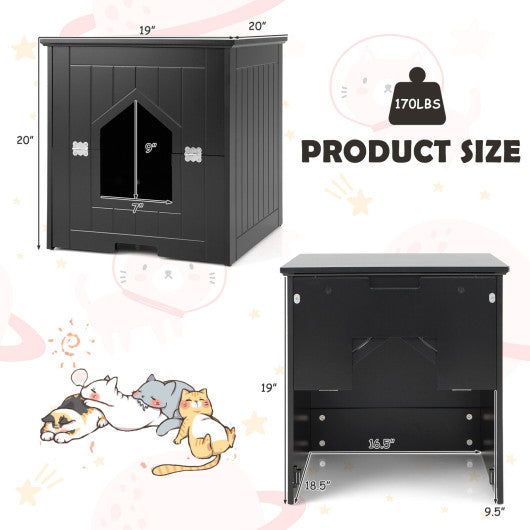 Cat Litter Box Enclosure with Flip Magnetic Half Door-Black Sale