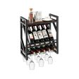 10 Bottles Wall Mounted Wine Rack with Glass Holder Online now