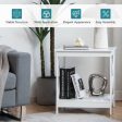 2-Tier Side Table with X-shape Design and 4 Solid Legs-White Online now