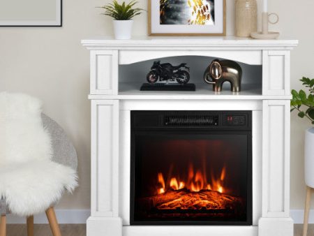 18 Inch 1400W Electric TV Stand Fireplace with Shelf-White Online now