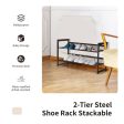 2 3 4 Tiers Flat and Slant Metal Shoe Rack for Entryway Hallway-2-Tier For Cheap