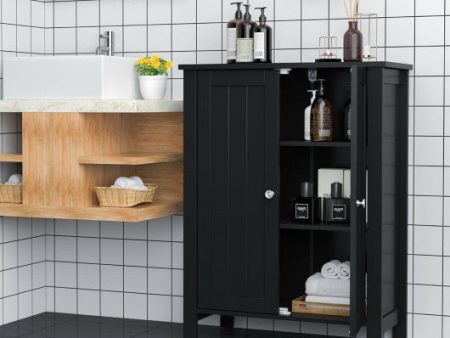 2-Door Bathroom Floor Storage Cabinet Space Saver Organizer-Black Hot on Sale