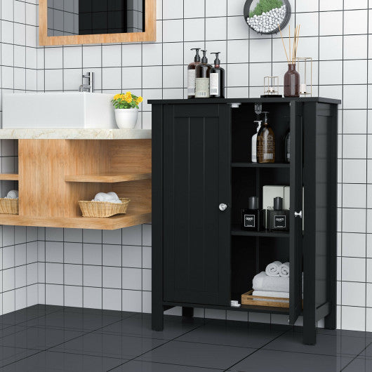 2-Door Bathroom Floor Storage Cabinet Space Saver Organizer-Black Hot on Sale