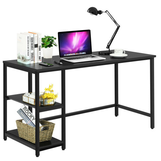 47  55  Computer Desk Office Study Table Workstation Home with Adjustable Shelf Black-L Fashion