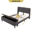 Full Queen Size Upholstered Platform Bed Frame with Storage Ottoman-Queen Size Discount