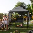 13.5 x 4 Feet Patio BBQ Grill Gazebo Canopy with Dual Side Awnings-Gray Online Hot Sale