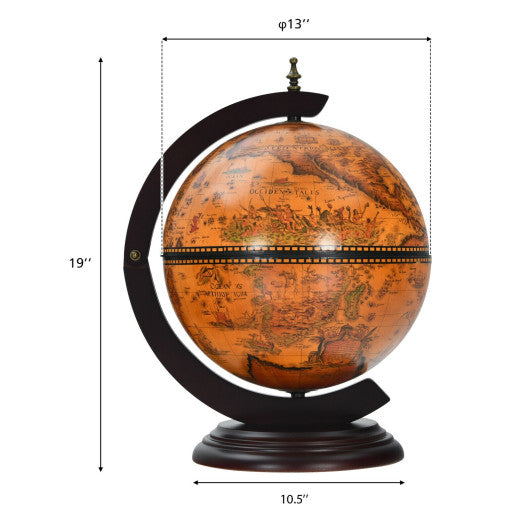 19 Inch 16th Century Nautical Map Tabletop Globe Wine Cabinet-Brown Online now