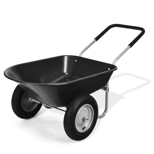 2 Tire Wheelbarrow Garden Cart Heavy-duty Dolly Utility Cart-Black Online Sale