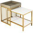 2 Pieces Nesting Coffee Table Set for Living Room-White Supply