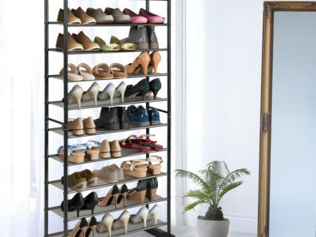 10-Tier Free-Standing Metal Frame Shoe Rack Online