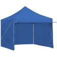 10 x 10 Feet Pop-up Gazebo with 5 Removable Zippered Sidewalls and Extended Awning-Blue Fashion