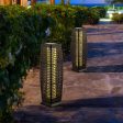 2 Pieces Solar-Powered Square Wicker Floor Lamps with Auto LED Light-Black on Sale