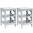 2 Pieces 3-tier Nightstand Sofa Side End Accent Table Storage Display Shelf-Gray Supply