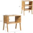 2 Pieces Bamboo Nightstand Sofa Table with Storage Shelf For Cheap