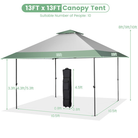 13 x 13 Feet Pop-Up Patio Canopy Tent with Shelter and Wheeled Bag-Gray For Cheap