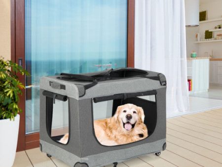 Portable Folding Dog Soft Crate Cat Carrier with 4 Lockable Wheels-XXL Online