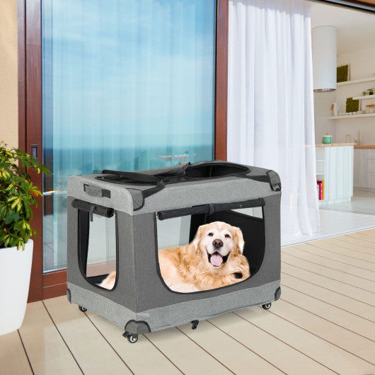 Portable Folding Dog Soft Crate Cat Carrier with 4 Lockable Wheels-XXL Online