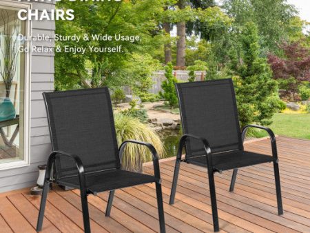 2 Pcs Patio Outdoor Dining Chair with Armrest-Black For Cheap