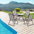 Set of 2 Patio Folding Sling Chairs Space-saving Dining Chair-Gray Supply