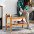 Shoe Rack Bench Bamboo with Storage Shelf -Natural Discount