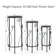 3 Pieces Metal Plant Stand Set with Crystal Floral Accents Round-Black Sale