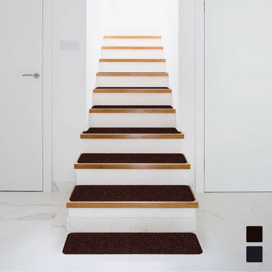 15 Pieces 30 x 8 Inch Slip Resistant Soft Stair Treads Carpet-Brown Online