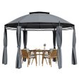 11.5 ft Outdoor Patio Round Dome Gazebo Canopy Shelter with Double Roof Steel-Gray For Cheap