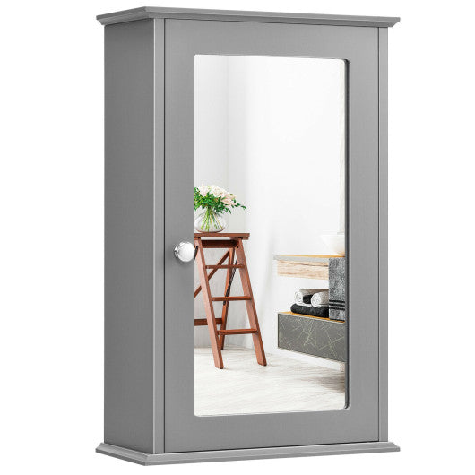 Bathroom Wall Cabinet with Single Mirror Door-Gray Online Sale