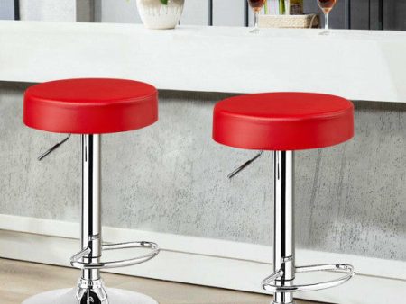 1 PC Round Bar Stool Adjustable Swivel Pub Chair-Red on Sale