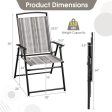 Set of 2 Patio Folding Sling Chairs Space-saving Dining Chair-Gray Supply