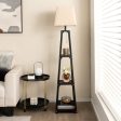 Trapezoidal Designed Floor Lamp with 3 Tiered Storage Shelf-Brown Online Sale