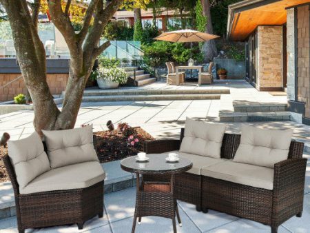 4 Pieces Furniture Patio Set Outdoor Wicker Sofa Set For Cheap