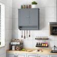 Wall Mounted Bathroom Storage Medicine Cabinet with Towel Bar-Gray Hot on Sale