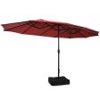 15 Feet Double-Sided Twin Patio Umbrella with Crank and Base-Red Cheap