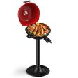 1600W Portable Electric BBQ Grill with Removable Non-Stick Rack-Black & Red on Sale