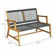 2-Person Acacia Wood Yard Bench for Balcony and Patio-Gray Online Sale