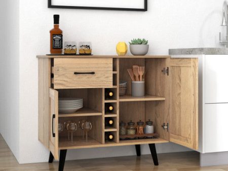 2-Door Buffet Sideboard with 6-Bottle Wine Rack Drawer Hot on Sale