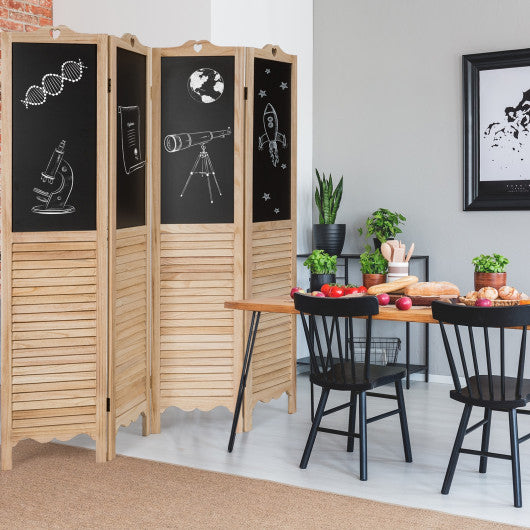 4-Panel Folding Privacy Room Divider Screen with Chalkboard For Discount