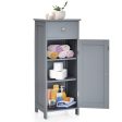 Wooden Storage Free-Standing Floor Cabinet with Drawer and Shelf-Gray Supply