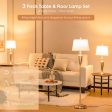 3 Piece Lamp with Set Modern Floor Lamp and 2 Table Lamps-Silver Supply