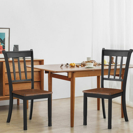 2 Pieces Solid Whitesburg Spindle Back Wood Dining Chairs-Black Hot on Sale