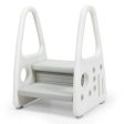 Kids Step Stool Learning Helper with Armrest for Kitchen Toilet Potty Training-Gray on Sale