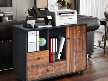 Mobile Filing Cabinet 2 Drawers with Open Shelves for Home and Office Online Hot Sale