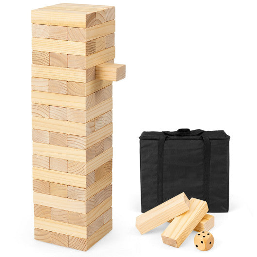 54 Pieces Tumbling Timber Toy with Carrying Bag For Sale