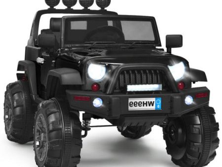 12 V Kids Ride On Truck with Remote Control and Double Magnetic Door-Black Fashion