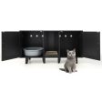 2-Door Cat Litter Box Enclosure with Winding Entry and Scratching Board-Black Discount