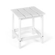 15 Inch Patio Square Wooden Slat End Side Coffee Table for Garden-White Online